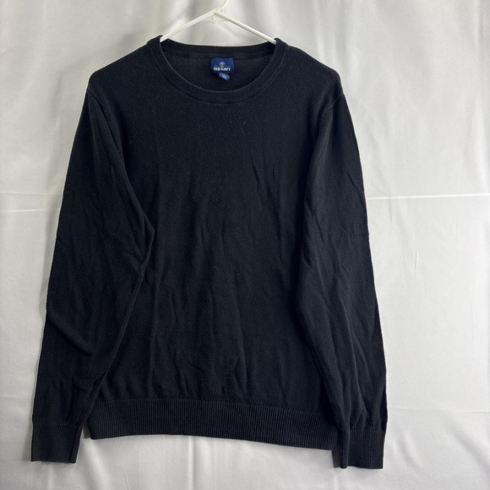 Old Navy Shirt Men's Medium Black Casual Long‎ Sleeve 100% Coton Knit Pullover